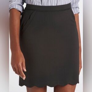 Skies Are Blue Berenice Scalloped Hem Black Mini Skirt, Size L EUC